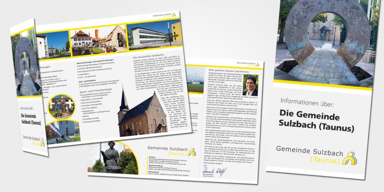 Gemeinde Sulzbach - Vorstellungsflyer: Anlässlich des Hessentages 2011 in Oberursel wurde dieser Flyer konzipiert, um die Gemeinde vorzustellen.